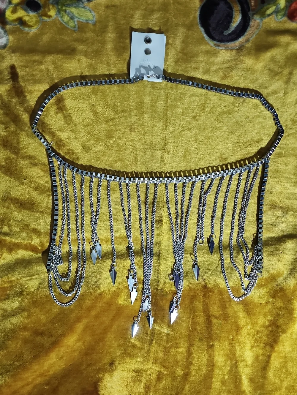 Urban Outfitters Silver Box-Link Belt With Tassle Charms